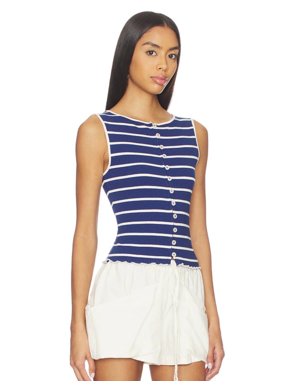 Free People Tilly Striped Vest Navy Combo
